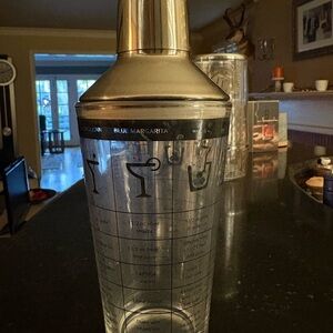 Silver and Glass Cocktail Shaker with Cocktail Recipes